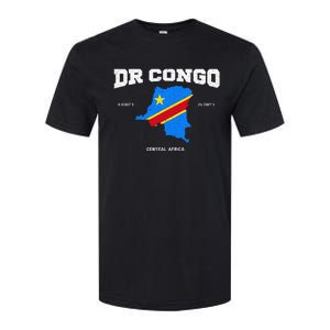 Congolese Flag And Map Dr. Congo Coordinates Softstyle® CVC T-Shirt