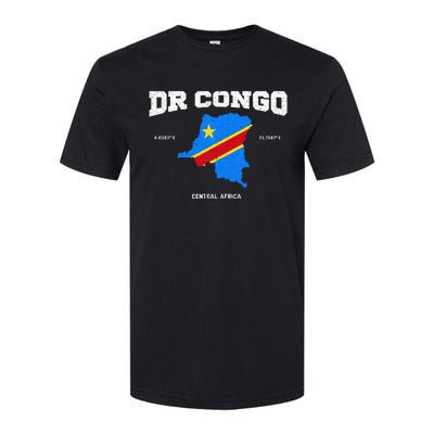 Congolese Flag And Map Dr. Congo Coordinates Softstyle CVC T-Shirt