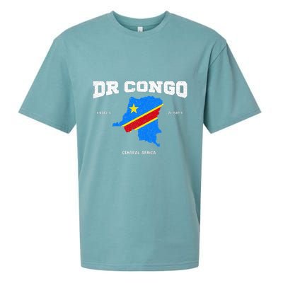 Congolese Flag And Map Dr. Congo Coordinates Sueded Cloud Jersey T-Shirt