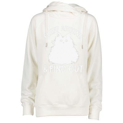 Cat Fluff Around And Find Out Funny Cat Adult Women Womens Funnel Neck Pullover Hood