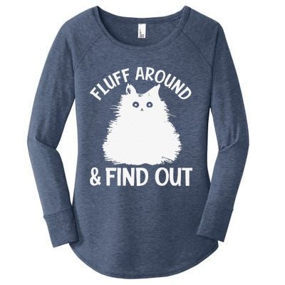 Cat Fluff Around And Find Out Funny Cat Adult Women Women's Perfect Tri Tunic Long Sleeve Shirt