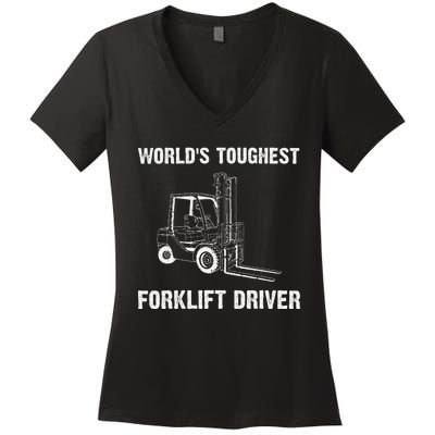 Cool Forklift Art For Fork Lift Certified Operator Women's V-Neck T-Shirt