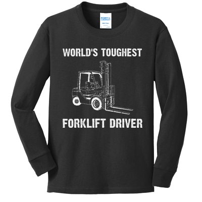 Cool Forklift Art For Fork Lift Certified Operator Kids Long Sleeve Shirt