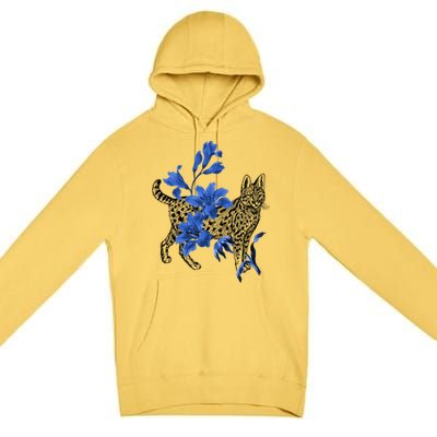 Cat Flower Art Cute Premium Pullover Hoodie