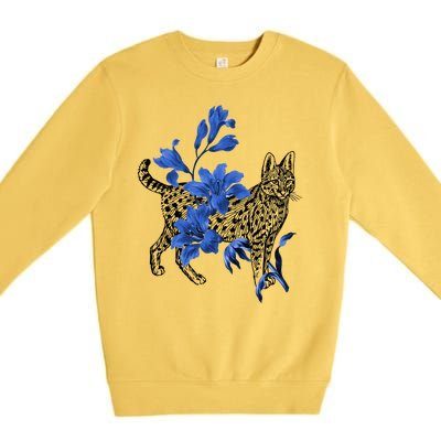 Cat Flower Art Cute Premium Crewneck Sweatshirt