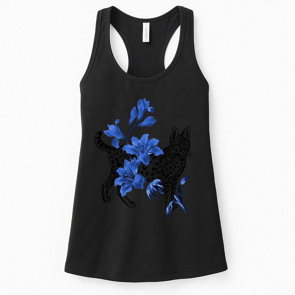 Cat Flower Art Cute Womens Tank Top