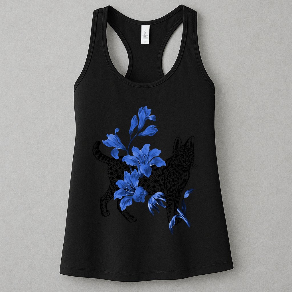 Cat Flower Art Cute Womens Tank Top