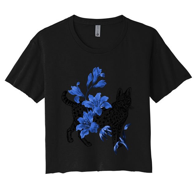 Cat Flower Art Cute Crop Top