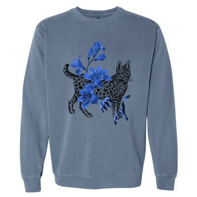 Cat Flower Art Cute Garment-Dyed Sweatshirt