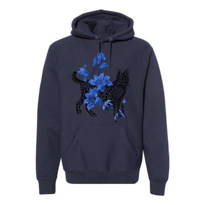 Cat Flower Art Cute Premium Hoodie