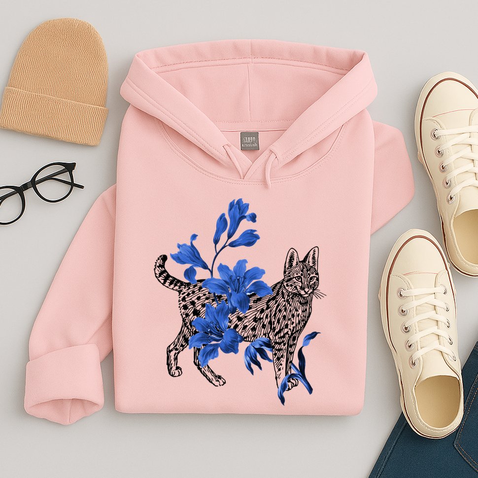 Cat Flower Art Cute Hoodie