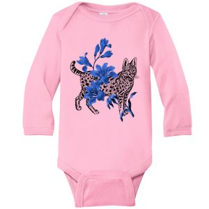 Cat Flower Art Cute Baby Long Sleeve Bodysuit