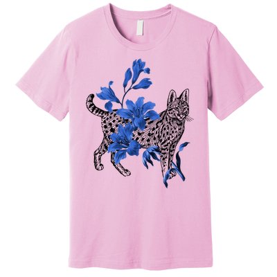 Cat Flower Art Cute Premium T-Shirt