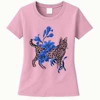 Cat Flower Art Cute Womens T-Shirt
