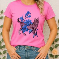 Cat Flower Art Cute Womens T-Shirt