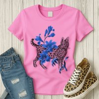 Cat Flower Art Cute Womens T-Shirt