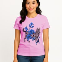Cat Flower Art Cute Womens T-Shirt