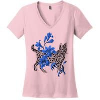 Cat Flower Art Cute Women's V-Neck T-Shirt