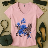 Cat Flower Art Cute Women's V-Neck T-Shirt