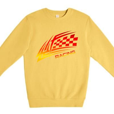 Checker Flag Auto Car Racing Checkered Racing Flag Graphic Gift Premium Crewneck Sweatshirt