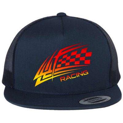 Checker Flag Auto Car Racing Checkered Racing Flag Graphic Gift Flat Bill Trucker Hat