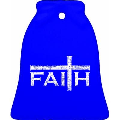 Christian Faith And Cross Jesus Believer Gift For Gift Ceramic Bell Ornament