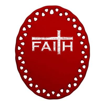 Christian Faith And Cross Jesus Believer Gift For Gift Ceramic Oval Ornament