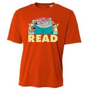 Cute Funny Animals Read Reading Book Lover Fan Cooling Performance Crew T-Shirt