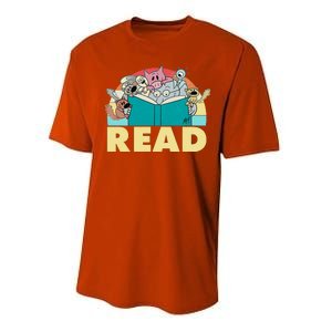 Cute Funny Animals Read Reading Book Lover Fan Performance Sprint T-Shirt