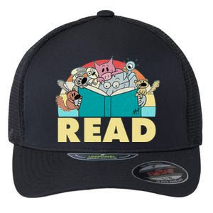 Cute Funny Animals Read Reading Book Lover Fan Flexfit Unipanel Trucker Cap