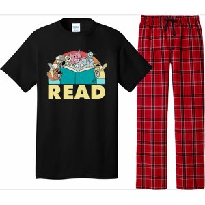 Cute Funny Animals Read Reading Book Lover Fan Pajama Set