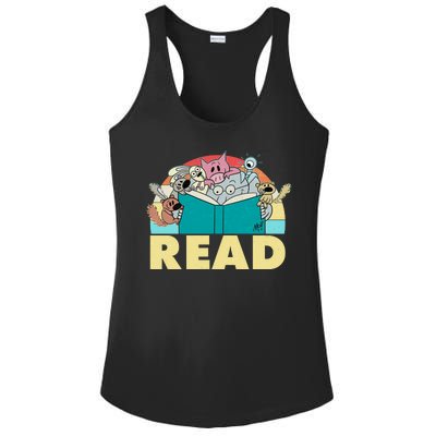 Cute Funny Animals Read Reading Book Lover Fan Ladies PosiCharge Competitor Racerback Tank