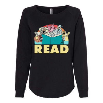 Cute Funny Animals Read Reading Book Lover Fan Womens California Wash Sweatshirt