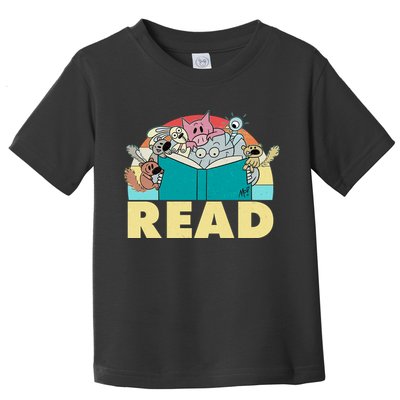 Cute Funny Animals Read Reading Book Lover Fan Toddler T-Shirt