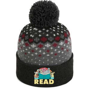 Cute Funny Animals Read Reading Book Lover Fan The Baniff Cuffed Pom Beanie