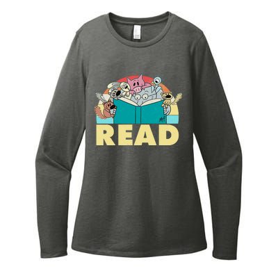 Cute Funny Animals Read Reading Book Lover Fan Womens CVC Long Sleeve Shirt