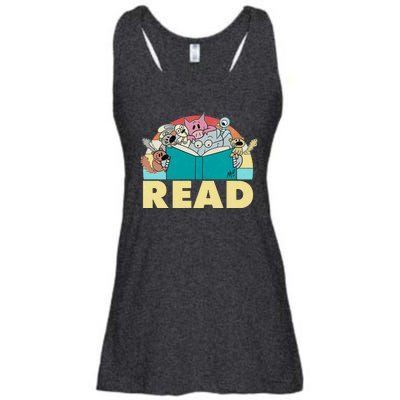 Cute Funny Animals Read Reading Book Lover Fan Ladies Essential Flowy Tank