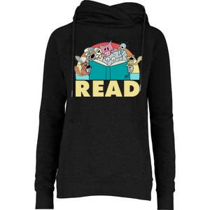 Cute Funny Animals Read Reading Book Lover Fan Womens Funnel Neck Pullover Hood