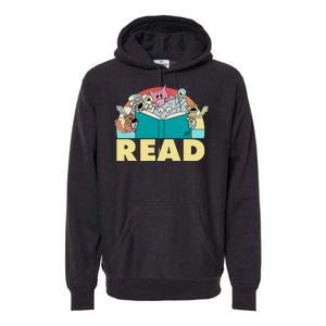 Cute Funny Animals Read Reading Book Lover Fan Premium Hoodie