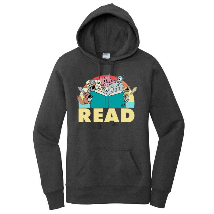 Cute Funny Animals Read Reading Book Lover Fan Women's Pullover Hoodie