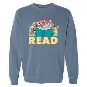 Cute Funny Animals Read Reading Book Lover Fan Garment-Dyed Sweatshirt