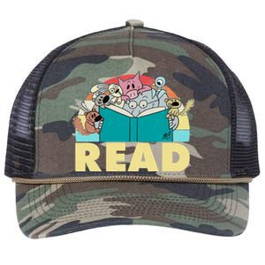 Cute Funny Animals Read Reading Book Lover Fan Retro Rope Trucker Hat Cap