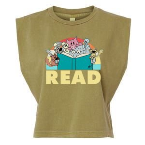 Cute Funny Animals Read Reading Book Lover Fan Garment-Dyed Women's Muscle Tee