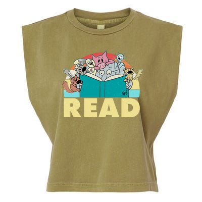 Cute Funny Animals Read Reading Book Lover Fan Garment-Dyed Women's Muscle Tee