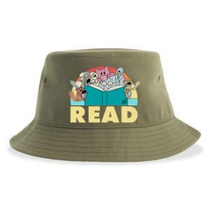 Cute Funny Animals Read Reading Book Lover Fan Sustainable Bucket Hat