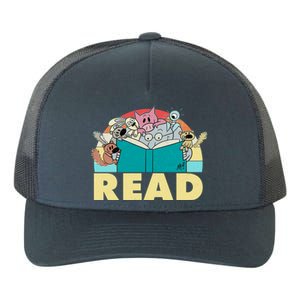 Cute Funny Animals Read Reading Book Lover Fan Yupoong Adult 5-Panel Trucker Hat