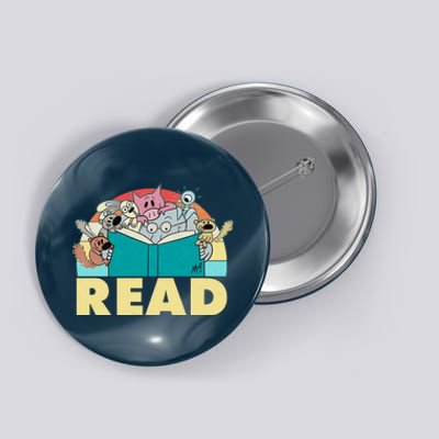 Cute Funny Animals Read Reading Book Lover Fan Button