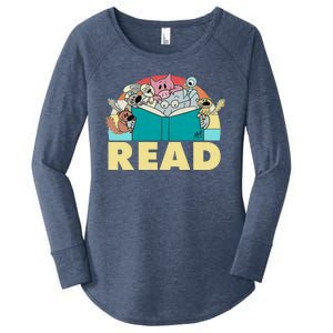 Cute Funny Animals Read Reading Book Lover Fan Women's Perfect Tri Tunic Long Sleeve Shirt