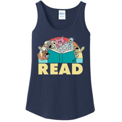 Cute Funny Animals Read Reading Book Lover Fan Ladies Essential Tank