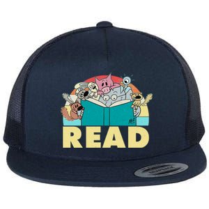 Cute Funny Animals Read Reading Book Lover Fan Flat Bill Trucker Hat